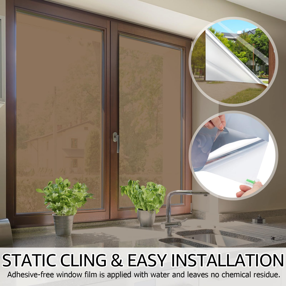 HIDBEA - Película para Ventana con Espejo de una Sola dirección, privacidad Diurna con Bloqueo Solar, película Reflectante para Ventana, Control de Calor, película para el hogar y la Oficina, Color