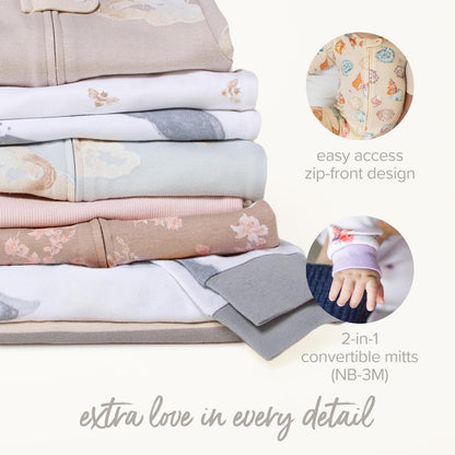Burt's Bees Baby Pajamas Sleep and Play, Soft 100% Organic Cotton One-piece Pj With Non-slip Bee Grip Footies, Newborn Essentials Durmientes para bebés y niños pequeñosbebés niñas