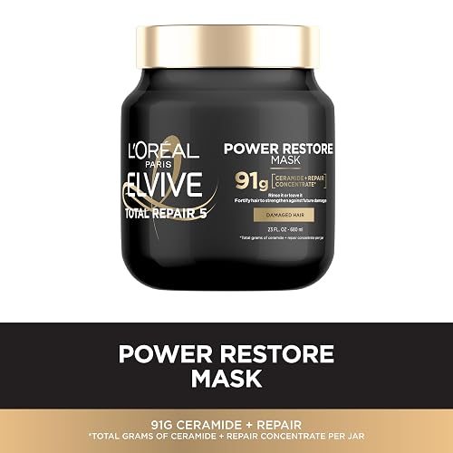 L'Oreal Paris Elvive Total Repair 5 Power Restore Tratamiento multiusos con 91 g de concentrado de reparación con proteína por frasco, 23 fl oz