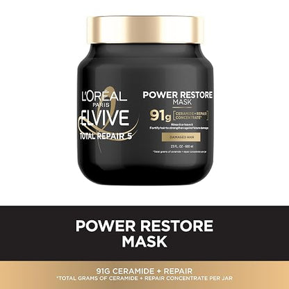 L'Oreal Paris Elvive Total Repair 5 Power Restore Tratamiento multiusos con 91 g de concentrado de reparación con proteína por frasco, 23 fl oz