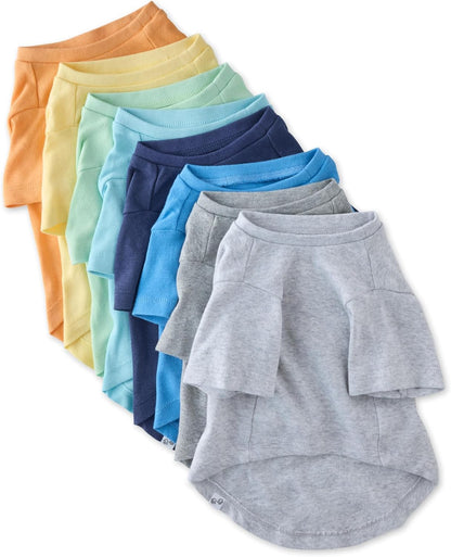 Pet Passion Paquete de 3 Playeras de Manga Corta para Perro, Algodón Orgánico - XS - Arcoiris Azul