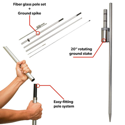 LookOurWay Kit de mástil de Bandera de Plumas – Kit de mástil de Bandera Swooper de 13 pies de Alto con Punta giratoria del Piso, Poste de Bandera para Banderas publicitarias Exteriores en Forma de