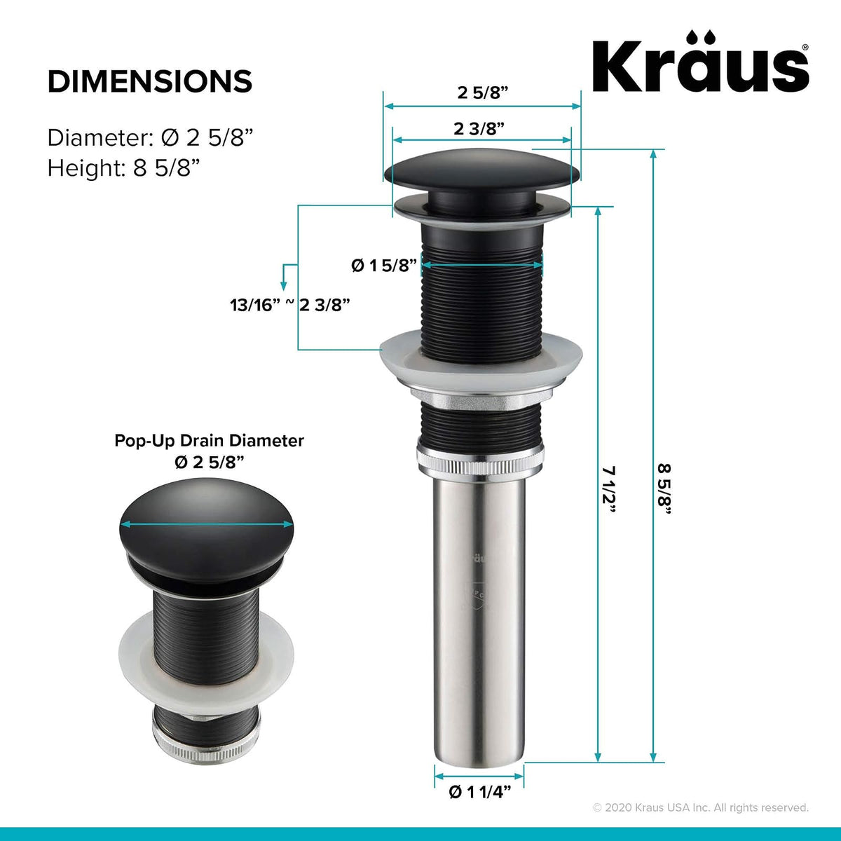 Kraus PU-10BG - Escurridor desplegable, color dorado, Moderno, Negro mate