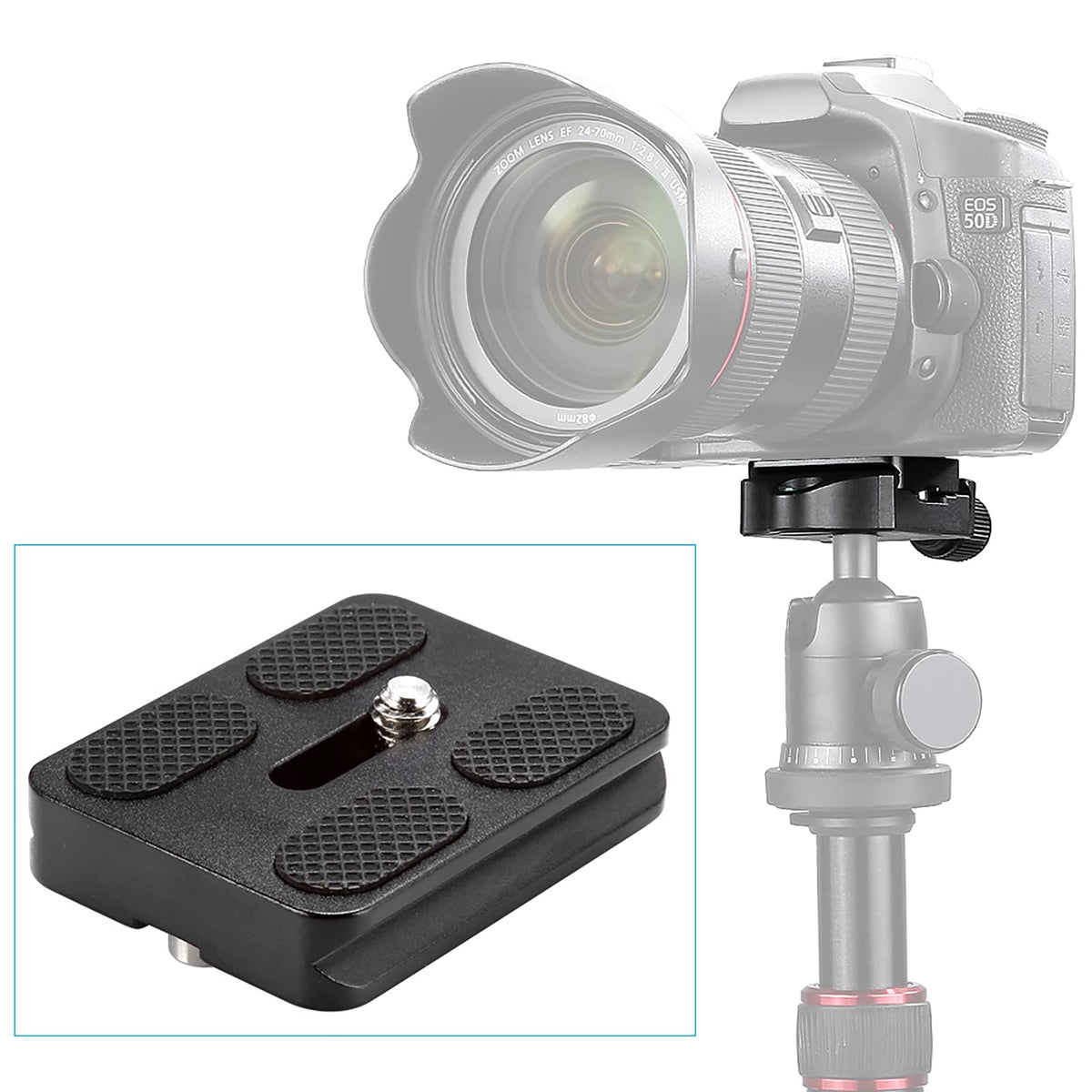 NEEWER Universal Tipo Arca QR Placa All Metal w/ 1/4 Inch Tornillo | Fits Standard Arca Style Pinza, para Cámara Trípode Ballhead, PU50 50mm