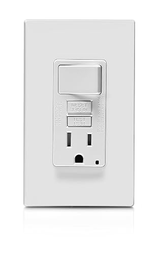 Leviton GFSW1-00W Receptáculo Sencillo Decora GFCI, Tamper Resistant con Interruptor, 15Amp, 125V, color Blanco