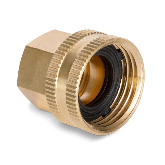 Gilmour Pro - Conector de Manguera Doble Hembra de latón, Conector de Manguera giratoria, tamaño de Rosca NPT (F) a 3/4 Pulgadas NH (F)