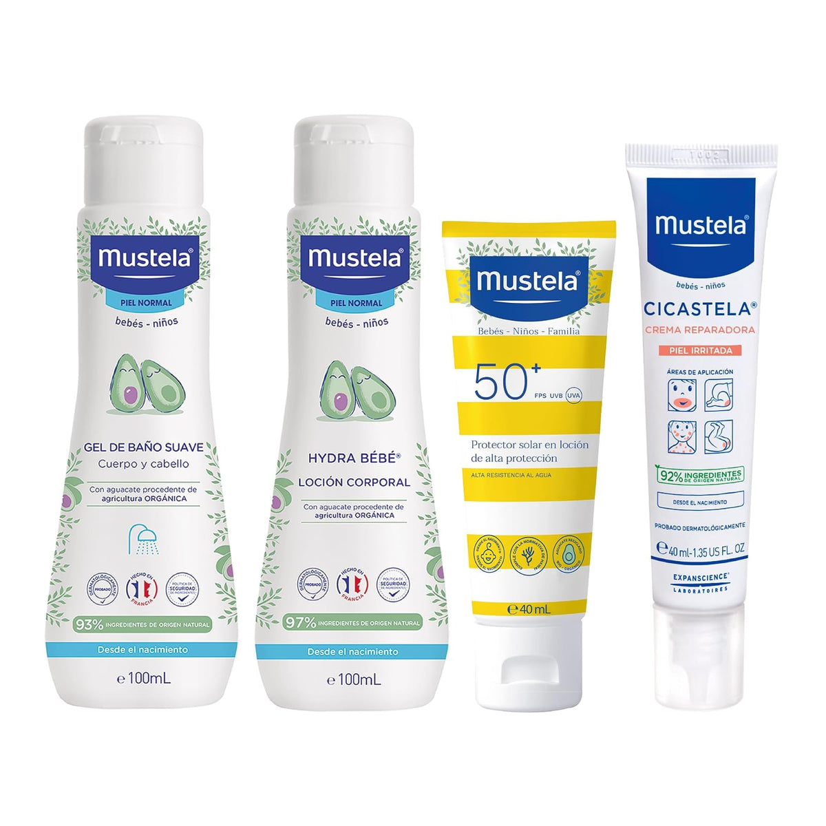 Mustela Pack Travel Size, 4 productos, Ideal para toda la familia