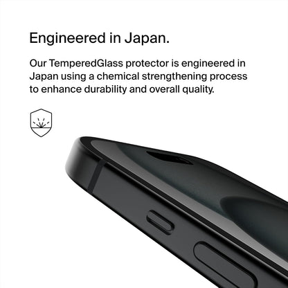 Belkin Protector de Pantalla de Vidrio Templado de Privacidad para iPhone 15 y 14 Pro, Resistente a Arañazos, Incluye Bandeja de Alineación para Aplicación Sin Burbujas