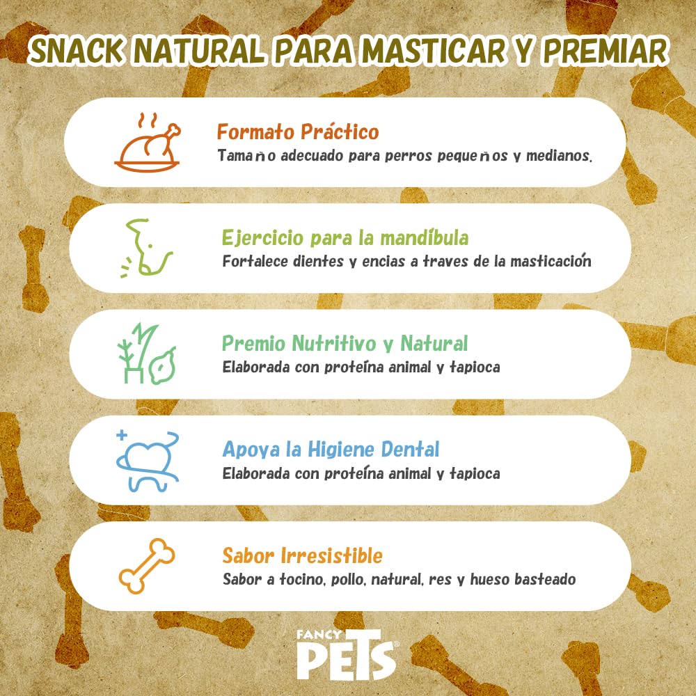 Fancy Pets Carnaza en Forma de Hueso Natural para Perro Tamaño 7-8 Centímetros, 1 Pieza