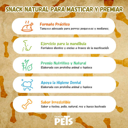 Fancy Pets Carnaza en Forma de Hueso Natural para Perro Tamaño 7-8 Centímetros, 1 Pieza