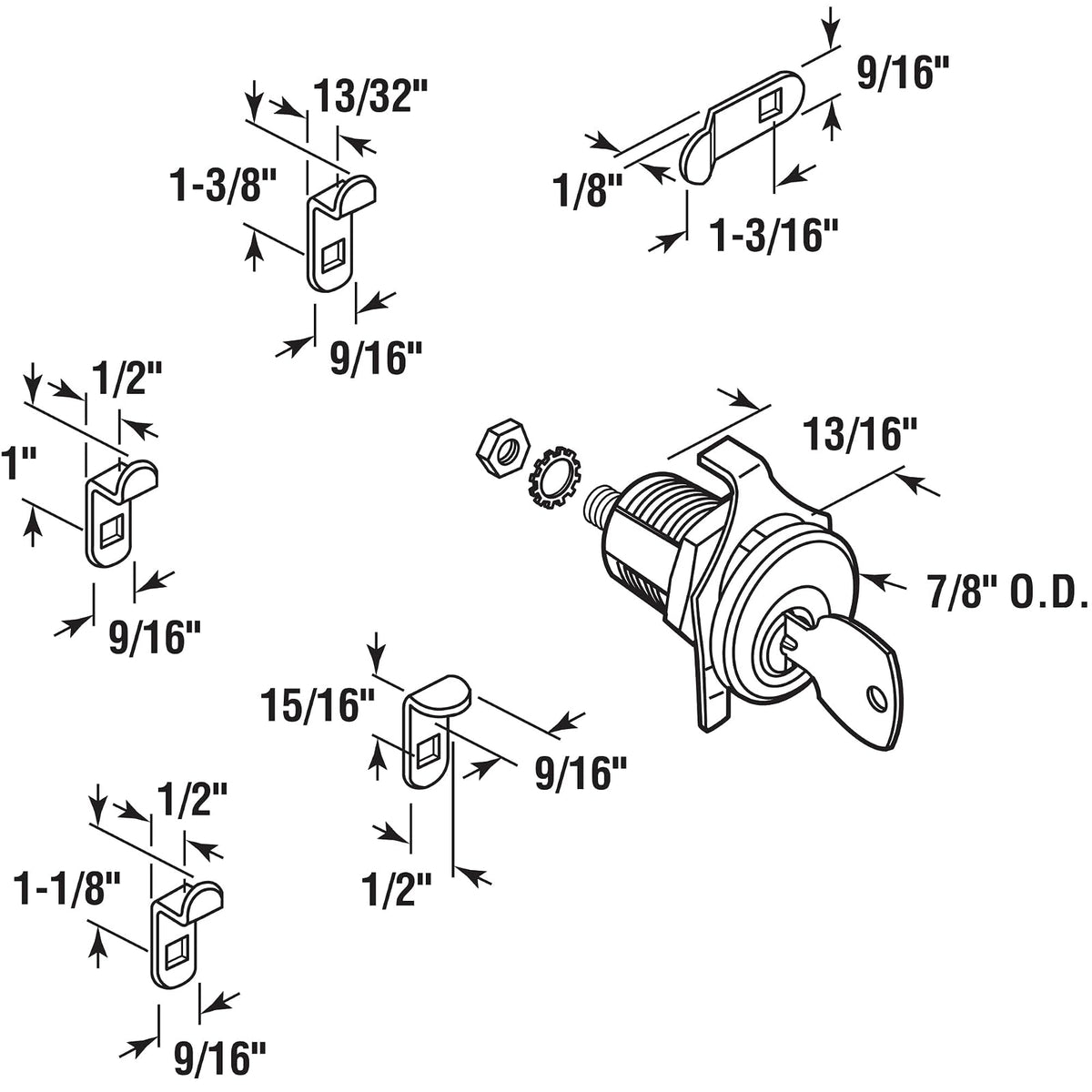 Prime-Line S 4573 - Candado de buzón de correo, de reemplazo, cerradura multiusos para varias marcas, llave NA-14, se abre en sentido contrario a las agujas del reloj con rotación de 90º, acabado de