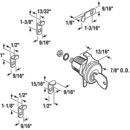 Prime-Line S 4573 - Candado de buzón de correo, de reemplazo, cerradura multiusos para varias marcas, llave NA-14, se abre en sentido contrario a las agujas del reloj con rotación de 90º, acabado de