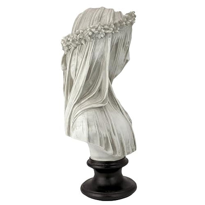Design Toscano - Estatua de Busto para Interior, 9 Pulgadas de Ancho, 14 Pulgadas de Alto, polirresina fundida a Mano, Acabado Blanco Envejecido con una Base Pintada Negra