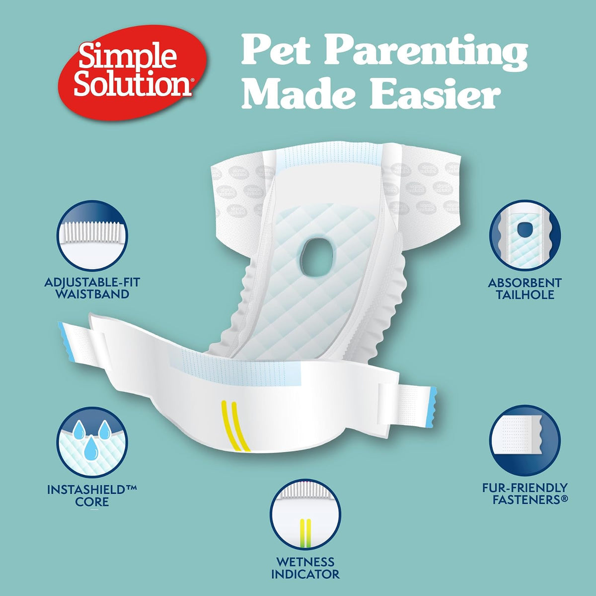 Solución Simple Nuevo Ajuste Verdadero Perro pañales para Perros Hembra ~ Super Absorbente con indicador de Humedad ~ 12 o 30 pañales Desechables para Perro por Paquete, 12 Unidades, XS