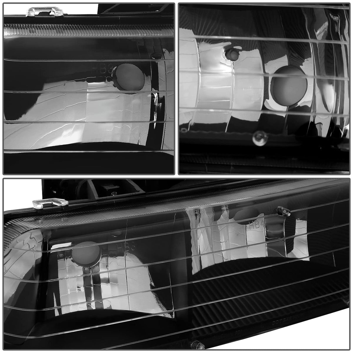 DNA Motoring HL-OH-CS99-4P-BK-AB Faros Delanteros Negros Ámbar para Silverado y Suburban