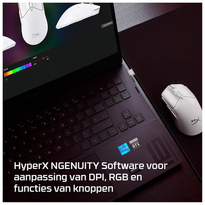 HyperX Mouse Pulsefire Haste 2 Mini - Inalámbrico para Juegos/Gaming, Bluetooth, 2.4GHz, Conectividad Inalámbrica Dual, Compacto y Ligero, Blanco (7D389AA)