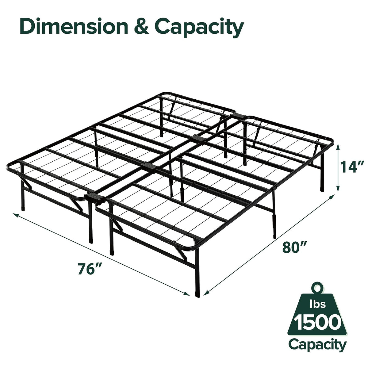ZINUS SmartBase Tool-Free Assembly Mattress Foundation / 14 Inch Metal Platform Bed Frame / No Box Spring Needed / Sturdy Steel Frame / Underbed Storage, King