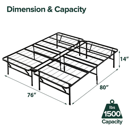 ZINUS SmartBase Tool-Free Assembly Mattress Foundation / 14 Inch Metal Platform Bed Frame / No Box Spring Needed / Sturdy Steel Frame / Underbed Storage, King