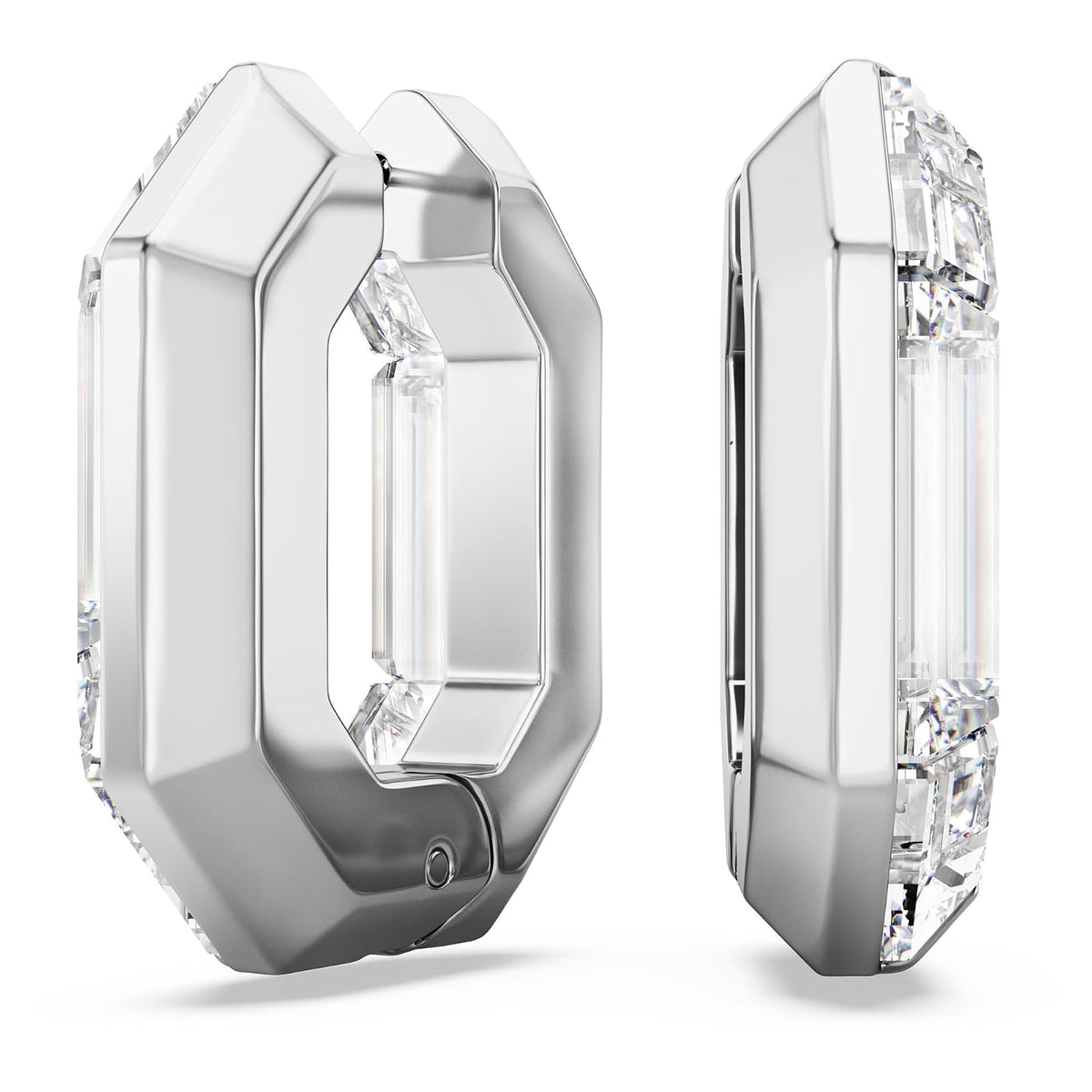 Swarovski Lucent Kreolen, Blaue Statement Ohrringe mit Geschliffenem Swarovski Kristall