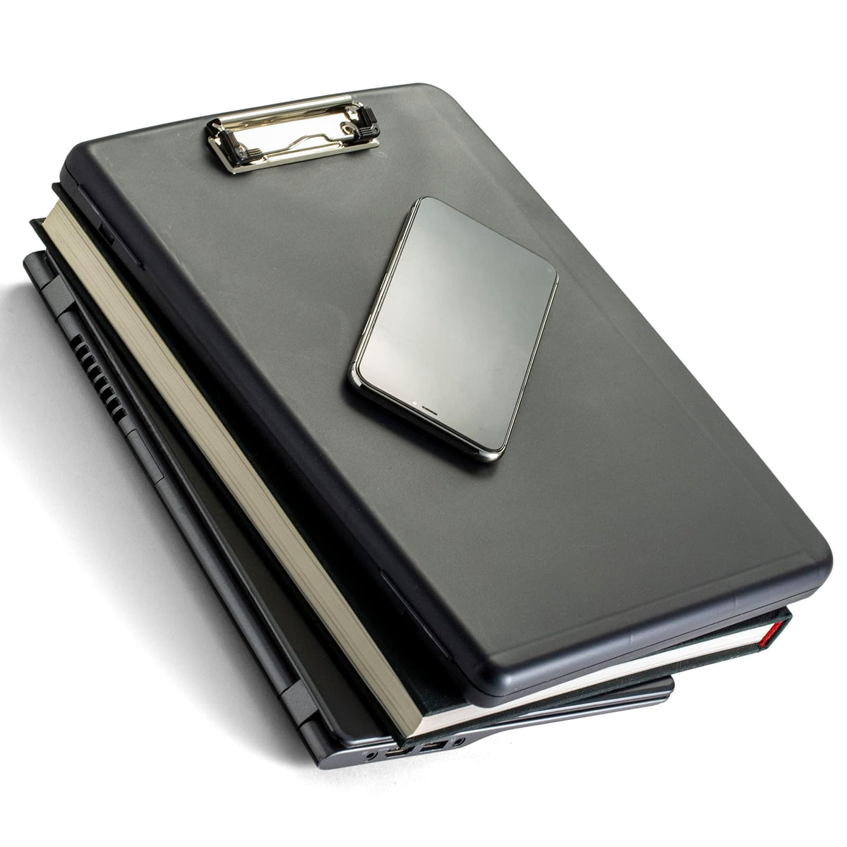Officemate Estuche de almacenamiento para portapapeles con clip de perfil bajo, gris (83375)