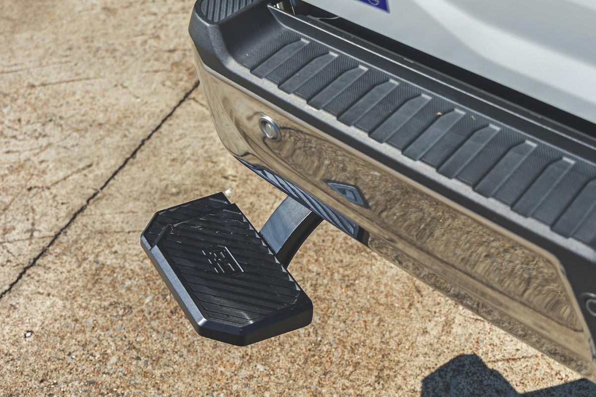 Rough Country Escalón de Cama Retráctil Manual Ford F-150/Lightning | 2021-2025, Aluminio Antideslizante 6 Pulgadas, Capacidad 350 Libras, Fácil Instalación