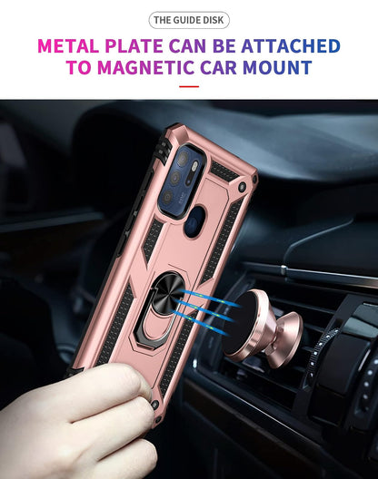 BestAlice.MX Funda para Motorola Moto G60S Case + Protector de Pantalla de Cristal Templado + Lens Mica, Híbrida Rugged Protección Dual Layer Bumper Carcasa con Pie De Apoyo, Oro Rosa
