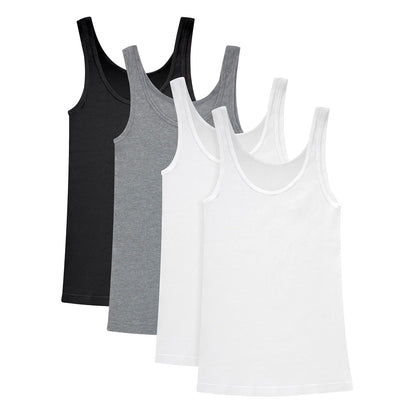 Hanes Originals - Playera sin Mangas de algodón Suave para Mujer, Paquete de 4