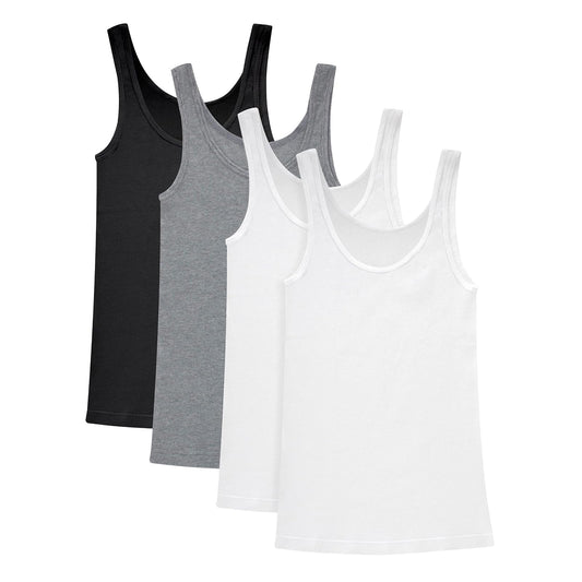 Hanes Originals - Playera sin Mangas de algodón Suave para Mujer, Paquete de 4