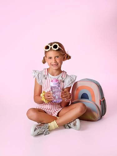 Ello Kids Pop & Fill Botella de agua de plástico Tritan de 16 onzas con tecnología de llenado rápido, tapa de bloqueo a prueba de fugas, sin BPA, apto para lavaplatos, para escuela, loncheras, arco
