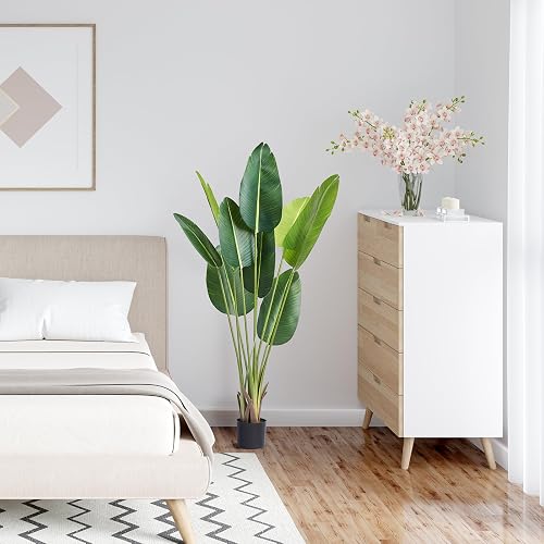 VEVOR Árbol Artificial 1524 mm Planta Artificial PE Palmera Pájaro Paraíso Árbol Verde Falso con Maceta 152x128 mm Decoración de Plantas Falsas para Hogar Oficina Centros Comerciales Interior Exterior