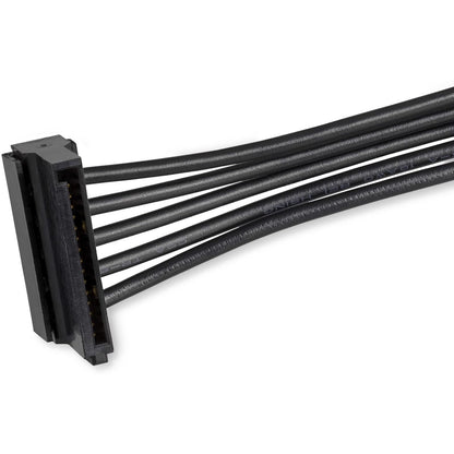 StarTech.com PYO4SATA cable de alimentación interna 0.4 m - Cables de alimentación interna (0.4 m, SATA de 15 pines, 4 x SATA, Male connector / Female connector, Negro, 29 mm)