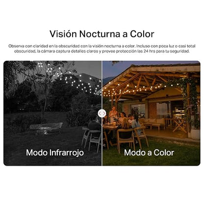 MERCUSYS MC510 Cámara de Seguridad WiFi Exterior - Resolución 2K - Cobertura 360° - Visión Nocturna a Color - Detección de Movimiento - Alarma de Luz y Sonido - 512GB - App Protección IP65