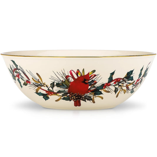Lenox 830308 Winter Greetings - tazón para servir saludos, Navidad y día festivo