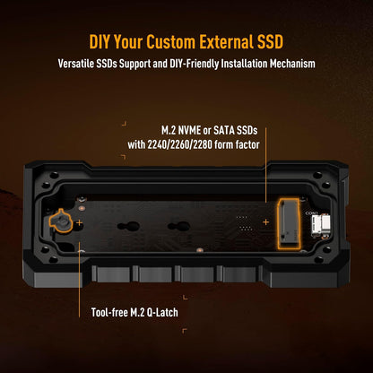 ASUS TUF Gaming A2 Carcasa SSD M.2 NVMe/SATA USB-C 3.2 Gen 2x2 IP68