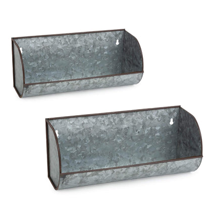 DII - Decoración de Metal galvanizado, rústica Granja, estantes de Pared montados en Plata, 16 x 7 x 3.5, 2 Piezas