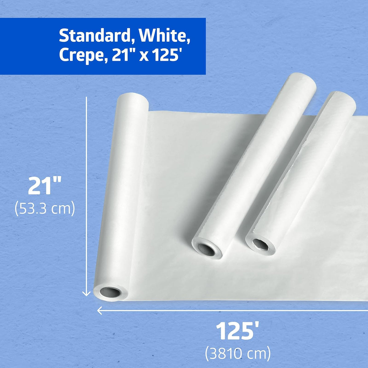 Medline - Papel de mesa para exámenes médicos, papel de mesa crepé, 21 x 15 pies, caja de 12 rollos