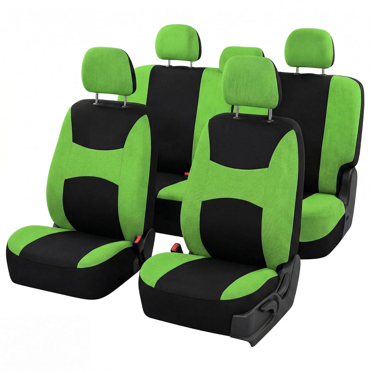 FH GROUP FB030GREEN115-SEAT Bucket Seat Cover and Bench Cover (Full Set Airbag Compatible with Split Bench Green)