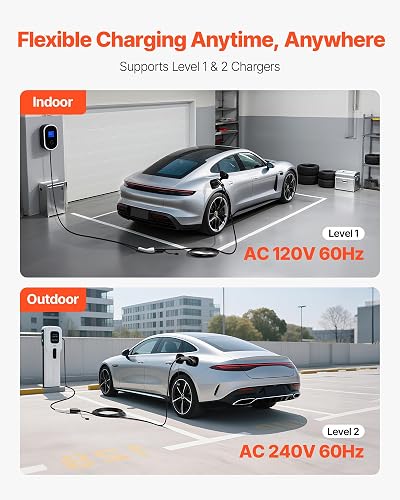 VEVOR Cable alargador para Cargador de vehículos eléctricos, Cable alargador J1772 de 32 amperios y 6,4 Metros, Compatible con Cargadores de vehículos eléctricos SAE J1772 de 120 V-240 V