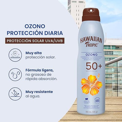 Hawaiian Tropic Ozono Protector Solar en Spray 50+ FPS 180ml