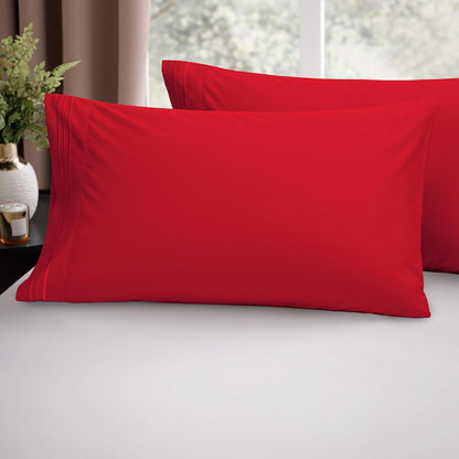 Elegant Comfort - Juego de Funda de Almohada de Lujo Ultra Suave de 2 Piezas, Microfibra de Calidad de Hotel 1500 de Doble Cepillado, Resistente a Las Arrugas, tamaño King, Rojo