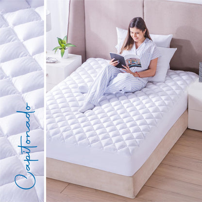 Colchas Concord Protector de Colchón, Color Blanco, 100% Poliéster, Tamaño Individual, Cubre Colchón Suave Que Protege contra Polvo, Manchas y Desgaste, 1 Pieza