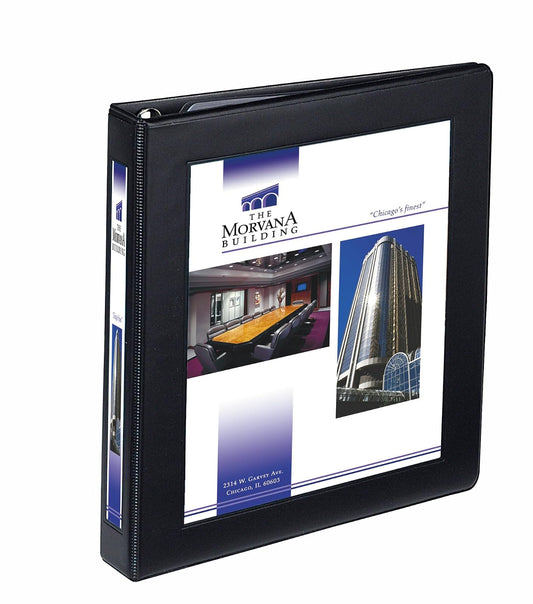 Avery 68054 Carpeta Ejecutiva con Ventana Enmarcada Arillo Tipo D, Tecnología One Touch, 1", color Negro