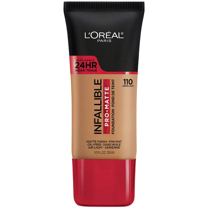 L'Oréal Paris Infallible 24H Pro-Matte Base de Maquillaje Líquida 30 ml - 110 Creme Café
