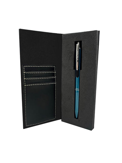 Zebra Bolígrafo Sarasa Grand Acero Inoxidable con Tarjetero - Turquesa
