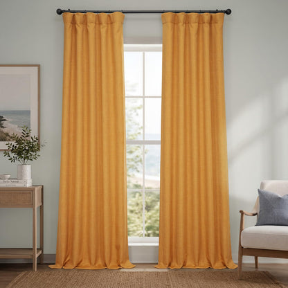 Half Price Drapes Cortina de Lino Sintético, Panel Individual - 127An x 213.4Al cm (1 Paneles) - Diente de león dorado