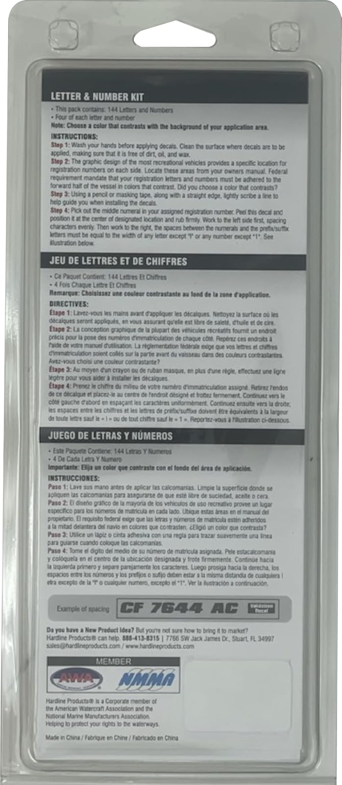 Hardline Products Series 400 Kit de Número de Registro de Barco y PWC de 3 Pulgadas, Negro Sólido, BLK400EC