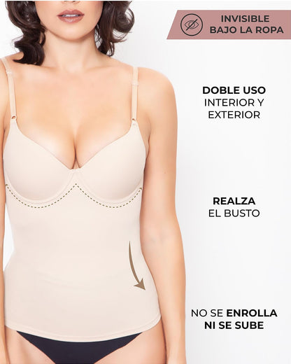 BODYcontrol Camiseta Moldeadora con Copas para Mujer – Cami con Control en Abdomen, Cintura y Espalda, Blusa Interior y Exterior con Ajuste Cómodo e Invisible Bajo la Ropa 2614