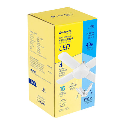Volteck Basic LED-450V, Lámpara LED 40W tipo ventilador, 4 aspas ajustables