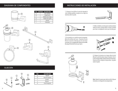 Dica 3300 Juego de Accesorios para baño, 6 Piezas, Acabado Cromo/Vidrio