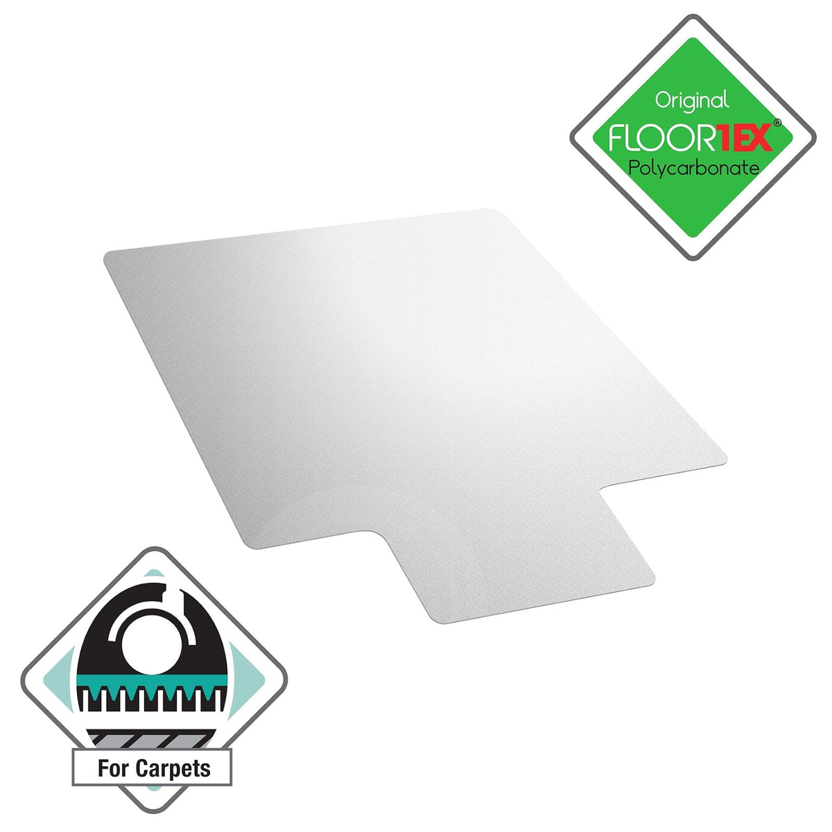 Floortex Ultimat Polycarbonate Chair Mat for Plush Pile Carpets Over 1/2-Inch Thick, 47 x 35 Inches, Clear, Rectangular with Lip (118927LR)